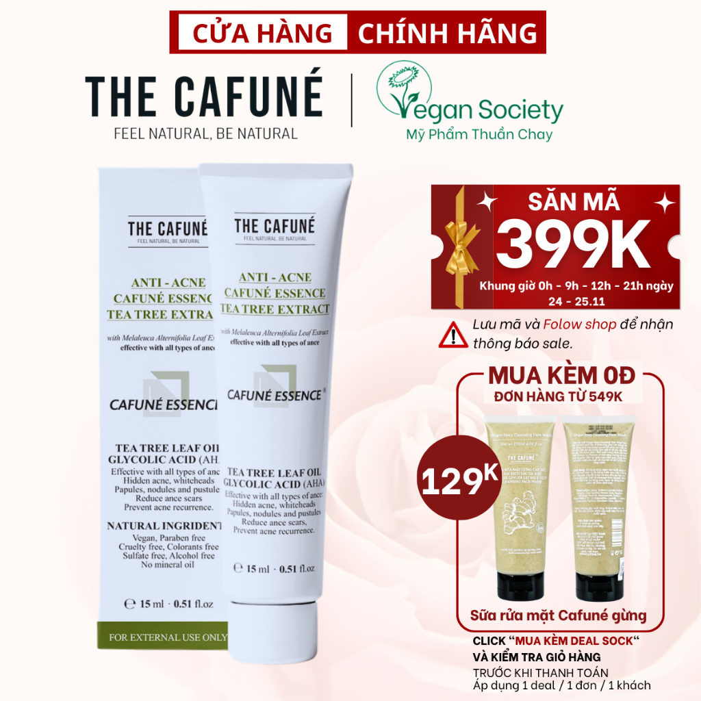 Gel Giảm Mụn Và Thâm Cafuné Essence 15gram Vegan Society