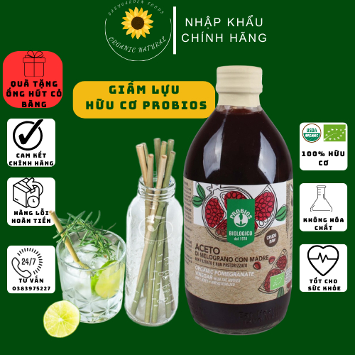 Giấm Lựu Hữu Cơ Có Giấm Cái 500ml ProBios Organic