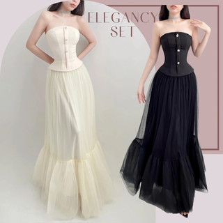 Elegancy - Set áo cúp ngực váy Tulle dài siêu sang chảnh, style tiểu thư nữ tính