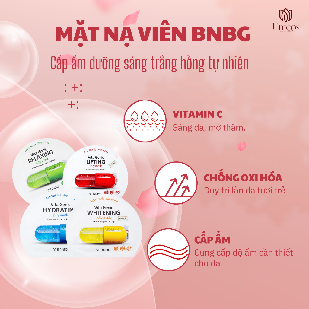 Mặt Nạ Viên BNBG Dưỡng Ẩm Cấp Nước Tức Thì - BNBG Mặt Nạ Cho Da Sáng Hồng Tự Nhiên - Dưỡng Trắng Da Mặt Cung Cấp Vitamin