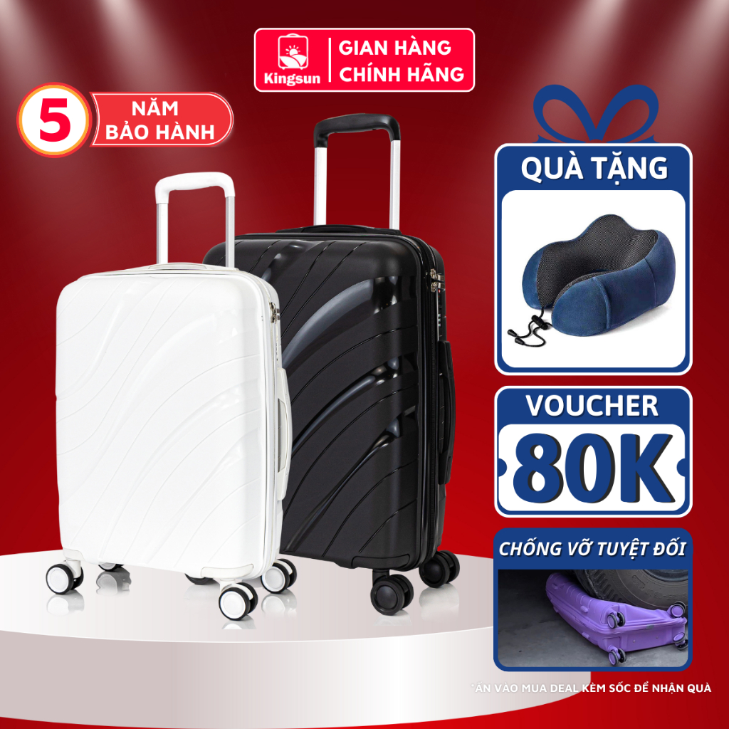 Vali kéo du lịch Kingsun vali nhựa size 28 PP01/PP02 chất liệu PP cao cấp chống bể vỡ, chống va đập, bảo hành 5 năm