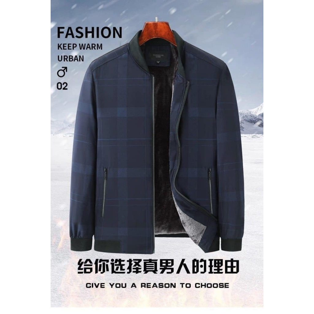 Áo khoác trung niên lót lông dày dặn giữ ấm mùa thu đông hàng quảng châu cao cấp hcom558
