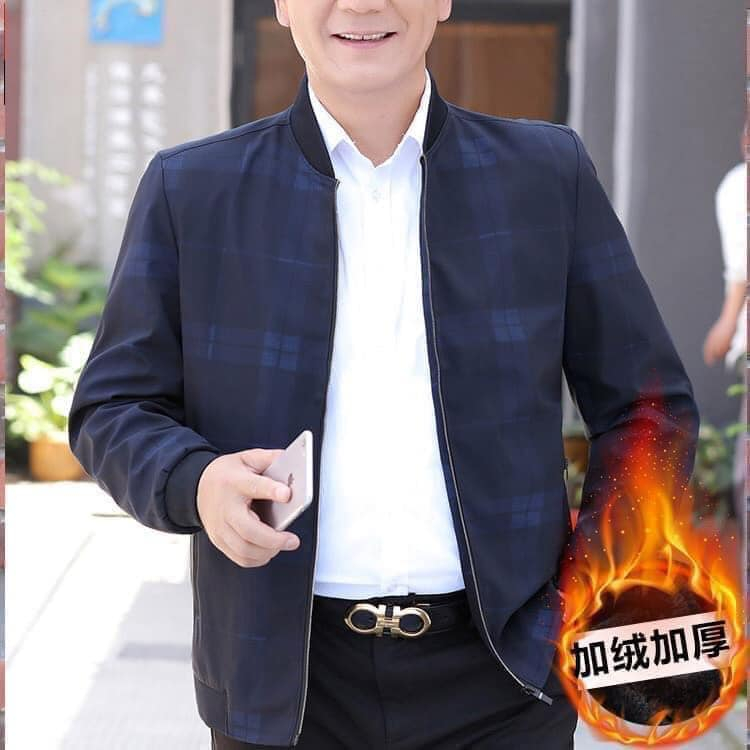 Áo khoác trung niên lót lông dày dặn giữ ấm mùa thu đông hàng quảng châu cao cấp hcom558