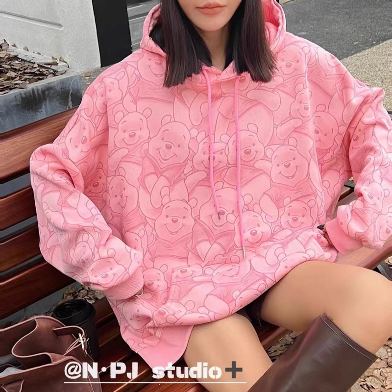 Áo Hoodie Nỉ Bông Gấu In Nhiều Màu Mẫu Mới Nam Nữ Unisex