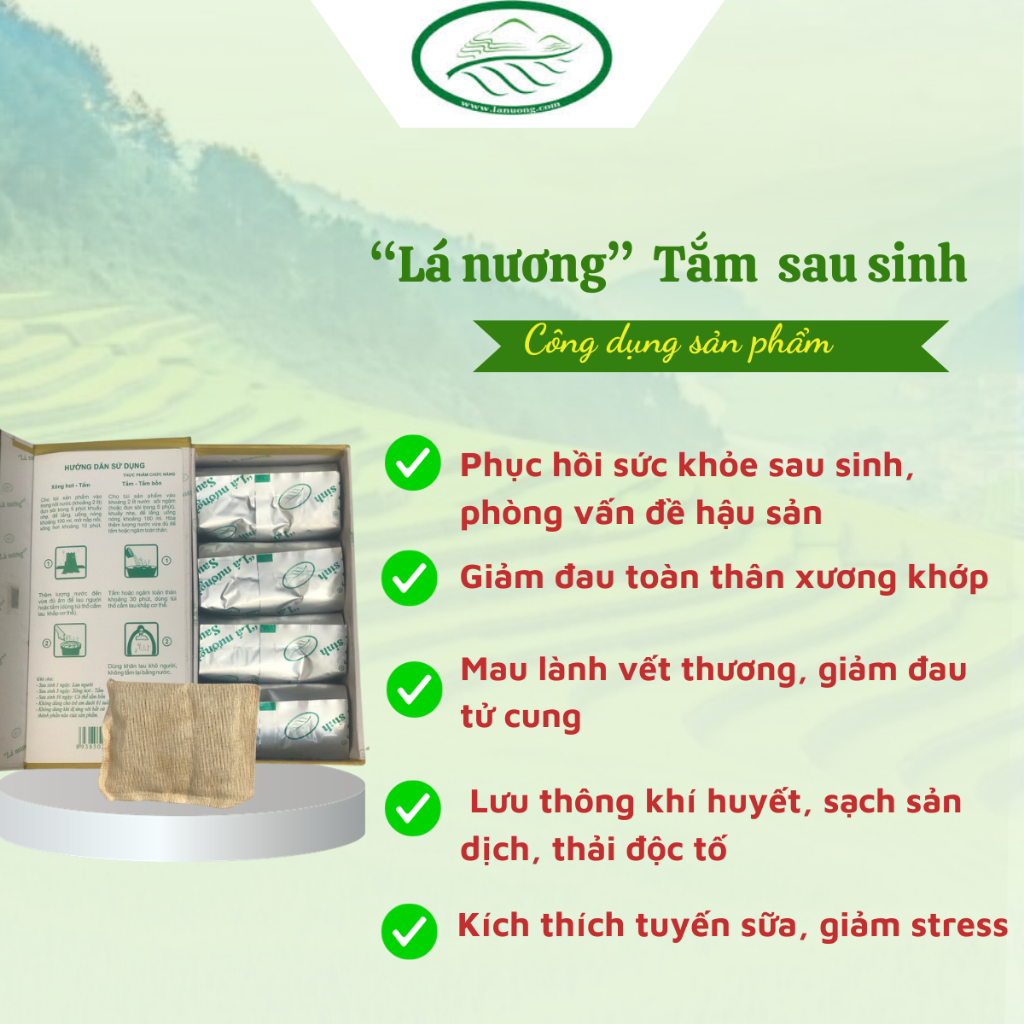 Lá Tắm sau sinh thảo dược Lá Nương Giúp Mau Lành Vết Thương Giảm Đau Tử