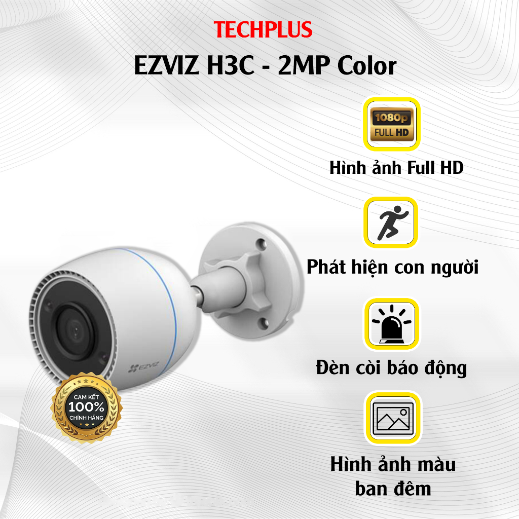 Camera Wifi Ngoài Trời Ezviz H3C 2MP 1080P Có Màu Chính Hãng Bảo Hành 2 Năm