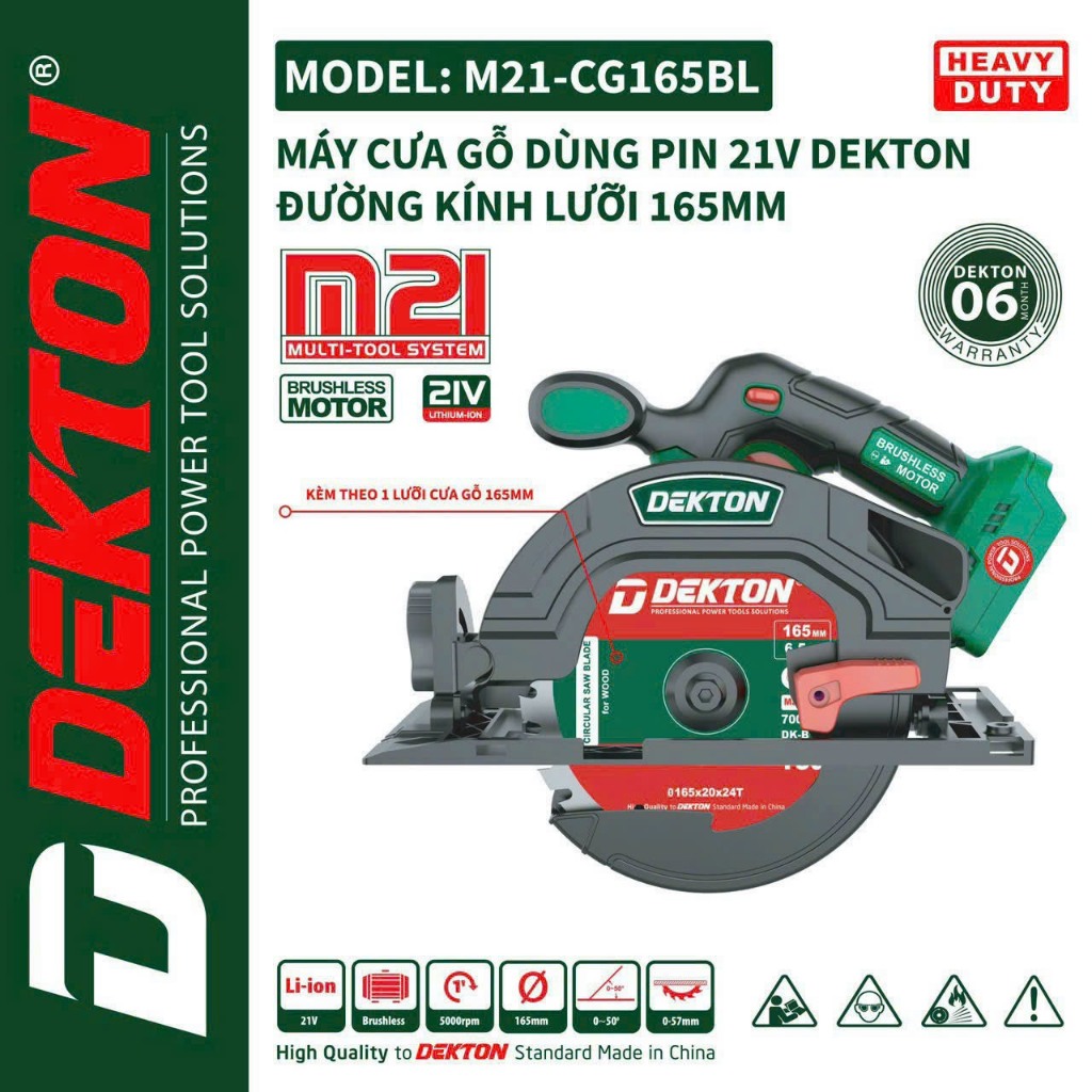 Thân Máy cưa gỗ dùng pin 21v Dekton M21- CG165BL Chân Pin Phổ Thông