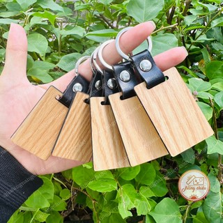 Phôi móc khóa gỗ trơn, đa dạng hình dáng , kích thước,có dây da