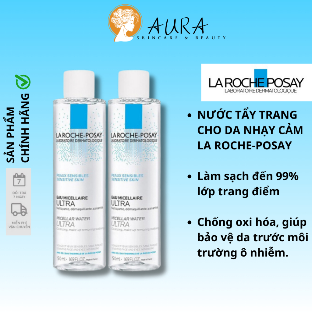 Nước tẩy trang và làm sạch sâu cho da nhạy cảm La Roche-Posay Micellar Water Ultra Sensitive Skin 50ml