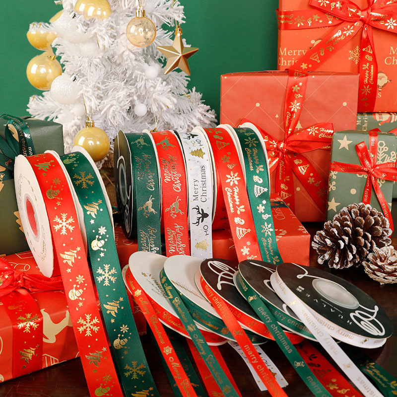 Ruy băng Giáng sinh Merry Christmas bản rộng 1cm 2,5cm - phụ kiện hộp quà handmade tặng Noel sang đẹp, xinh xắn