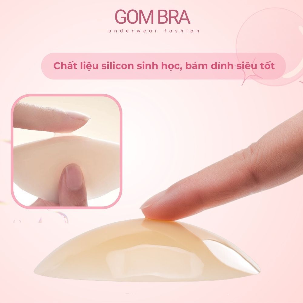 Miếng dán ngực silicone nhiệt tự thân GOM BRA, dán ti siêu mỏng ôm khít, không keo, không bám bụi -SA-500