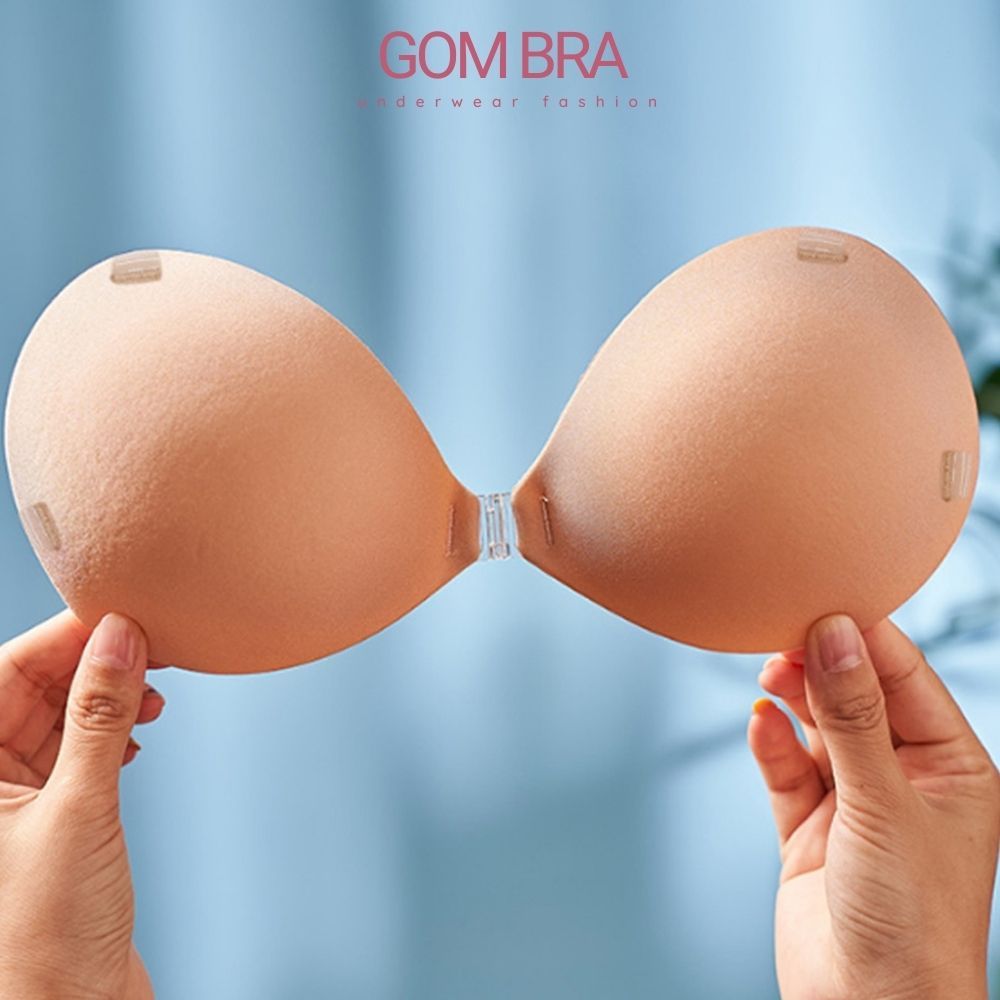 Áo dán ngực cài trước Gom Bra đệm dày 6cm, áo ngực không dây dán ngực chất liệu silicone tạo khe siêu dính - SA-P41