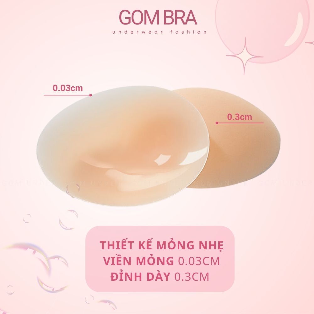 Miếng dán ngực silicone nhiệt tự thân GOM BRA, dán ti siêu mỏng ôm khít, không keo, không bám bụi -SA-500