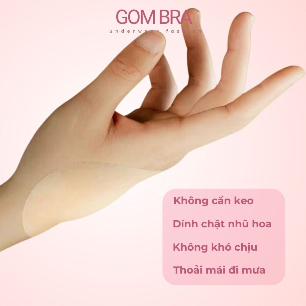 Miếng dán ngực silicone nhiệt tự thân GOM BRA, dán ti siêu mỏng ôm khít, không keo, không bám bụi -SA-500