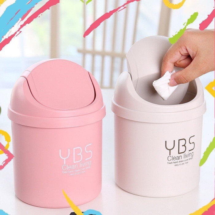 Thùng Rác Mini Để Bàn Có Nắp Đậy YBS - Ống Cắm Bút/ Hộp Đựng Đồ, Đựng Bút Trang Trí Bàn