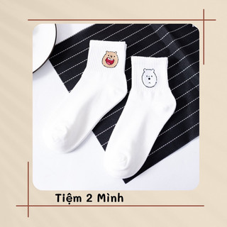 Tất vớ trắng cổ trung hình gấu Pooh dễ phối