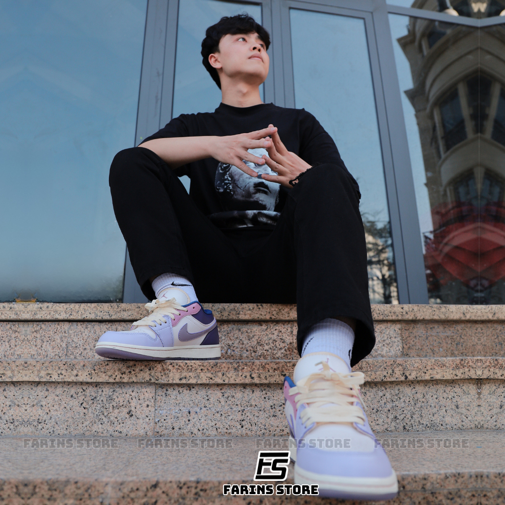 Giày Air Jordan 1 Low Pastel Purple DZ2768-651 Auth Cho Nam Nữ, Jordan 1 Low Real Fullbox Farins Store