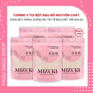 Combo 5 túi bột đậu đỏ nguyên chất mizuki tẩy tế bào chết, dưỡng trắng da, se khít lỗ chân lông