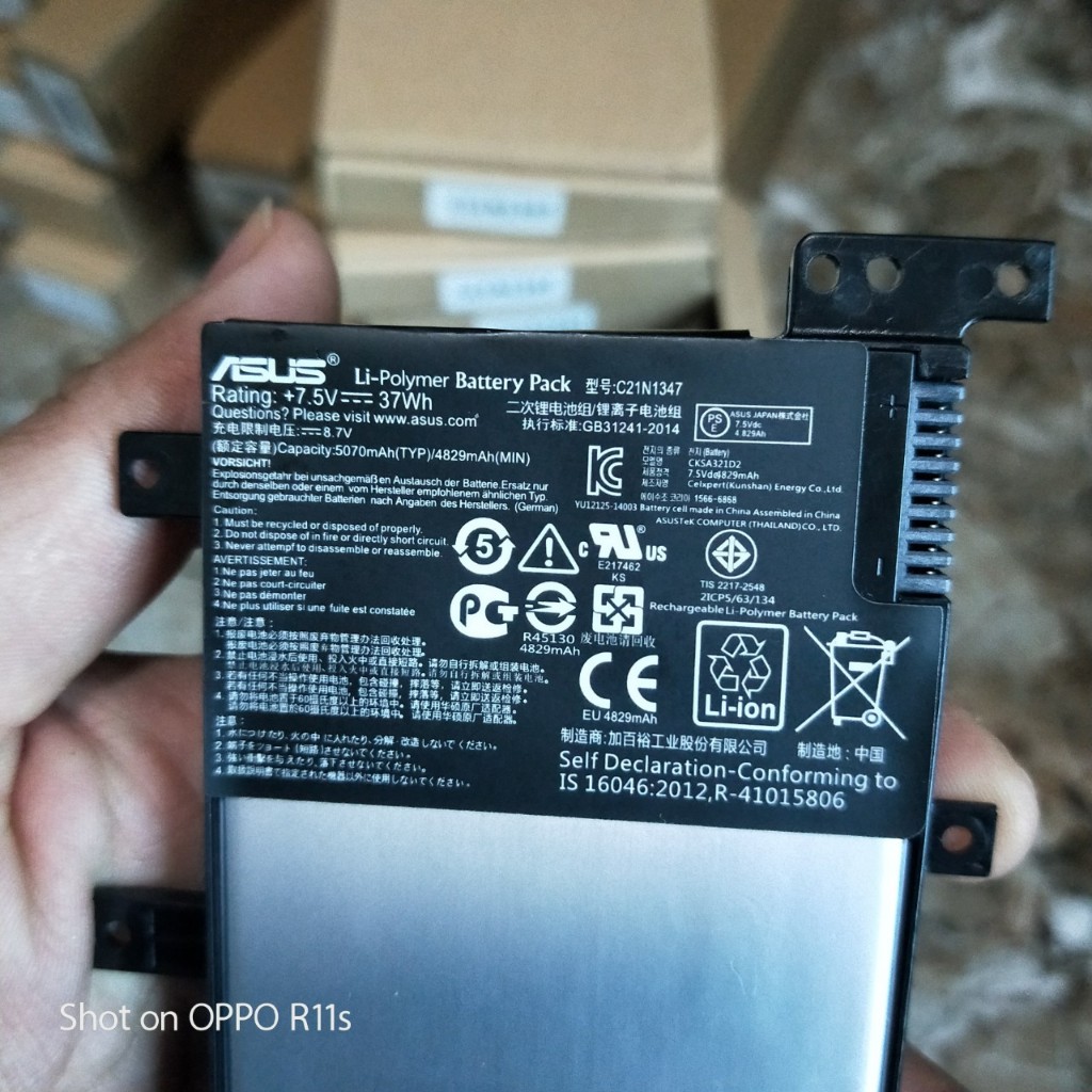 Pin Zin Laptop ASUS K555 X555 X555LA X555LD A555L F554L F555 VM510 C21N1347 37Wh 7.5V Mới 100%