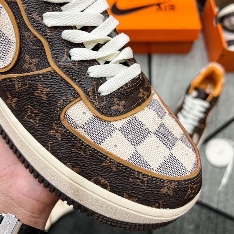Giày thể thao AF1 LV nâu, Giày sneaker Air Force 1 low brown coffee bản đẹp 2023