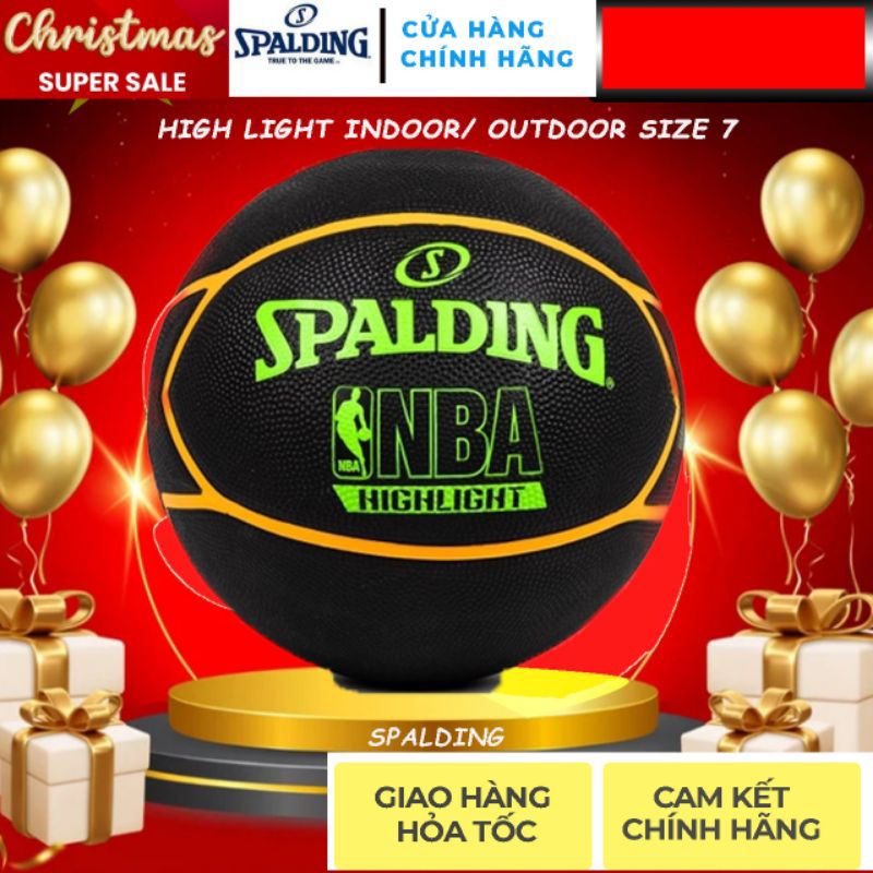 Quả bóng rổ Spalding High Light Green/ Orange (83199) Indoor/ Outdoor- size 7—Tặng kèm kim và túi lưới đựng bóng