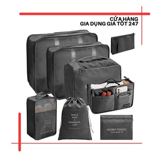 Bộ 8 túi đựng đồ du lịch siêu tiện lợi, túi đựng đồ trang điểm cá nhân chống thấm, Túi đựng mỹ phẩm du lịch