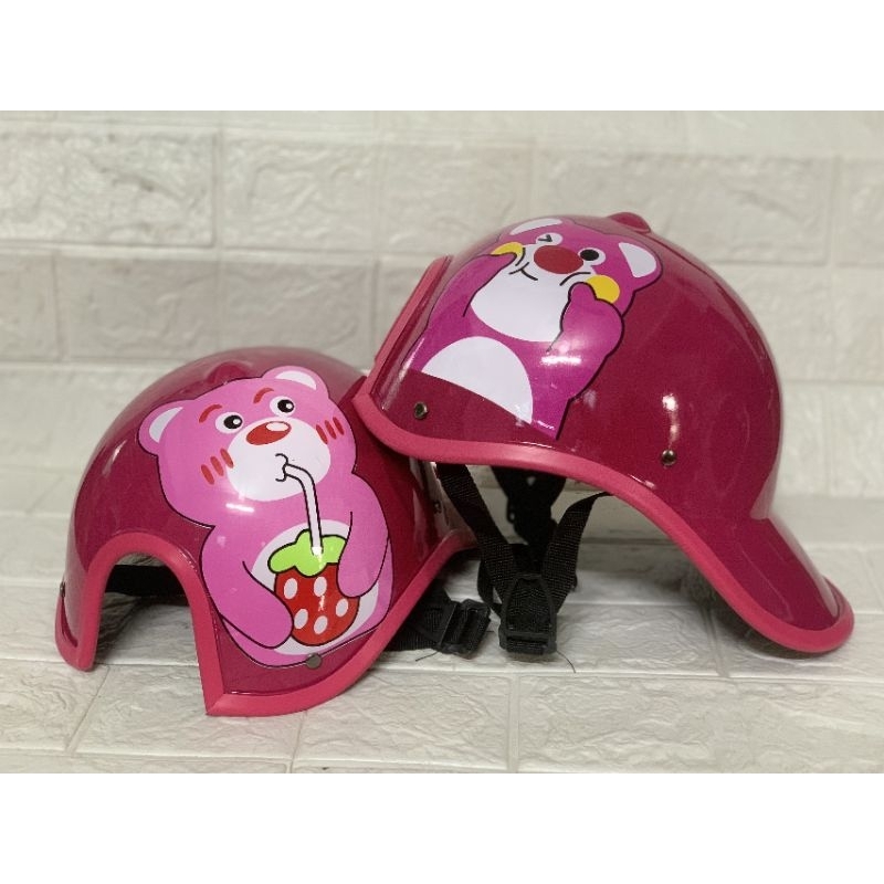Mũ bảo hiểm lưỡi trai thể thao in hình gấu dễ thương cho nữ có khoét sau