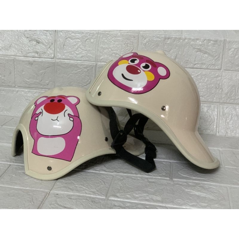 Mũ bảo hiểm lưỡi trai thể thao in hình gấu dễ thương cho nữ có khoét sau