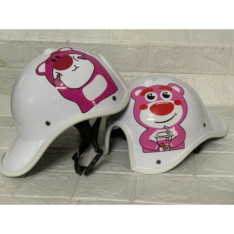 Mũ bảo hiểm lưỡi trai thể thao in hình gấu dễ thương cho nữ có khoét sau