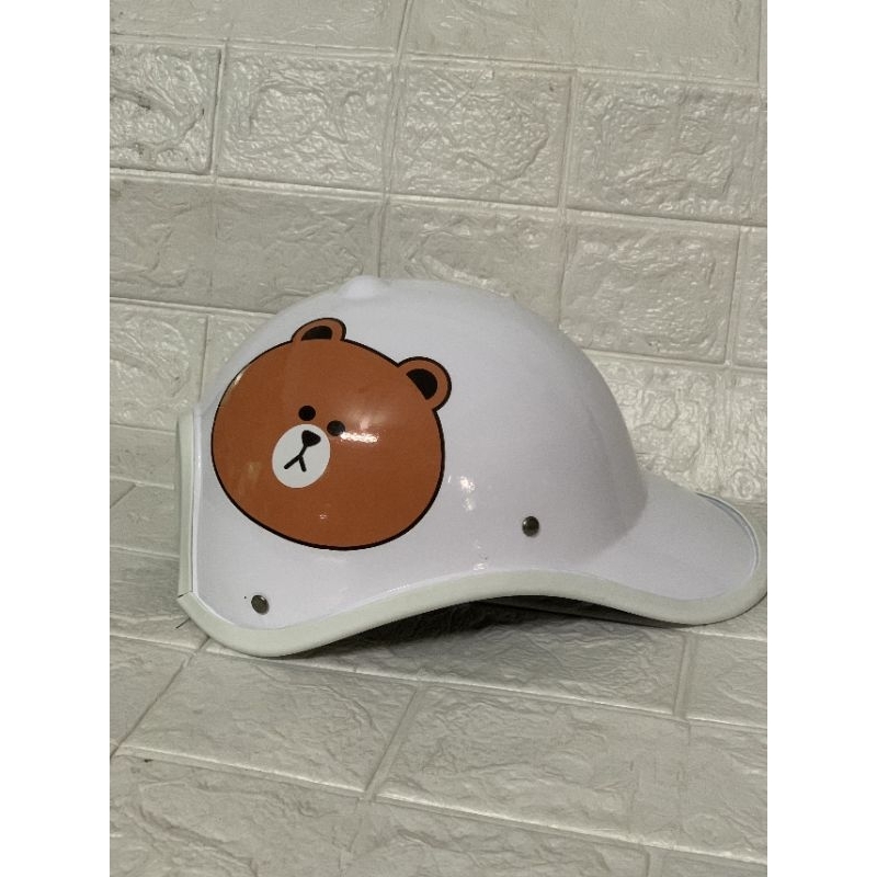 Mũ bảo hiểm lưỡi trai thể thao in hình gấu dễ thương cho nữ có khoét sau