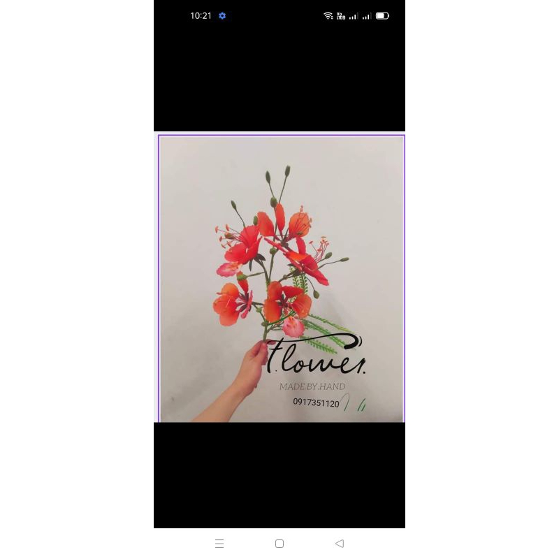 1 Cành hoa bằng lăng tím, 1 xcanh hoa phượng giả làm từ vải voan