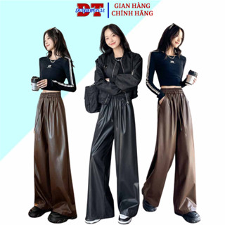 Quần Da Suông Ống Rộng Chuẩn Dáng Thoáng Khí Thời Trang Dành Cho Nam Nữ Phối dây Lưng Cao Xịn - DTB