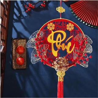   Tặng móc treo  Vòng Treo Trang Trí May Mắn Set Trang Trí Ngày Tết Màu Đỏ 