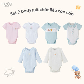 Set 2 bodysuit Nous Premium chất liệu cao cấp, họa tiết dễ thương (Size 3-18M)