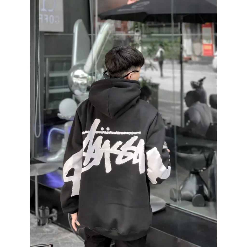 Áo Hoodie Nam Nữ Stussy Nỉ Bông In Hoạ Tiết Chữ Kí Trắng Áo Nỉ Hoodie Nam STUSY In Logo 2 Mặt Áo Siêu Đẹp