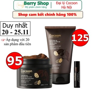 Tẩy da chết Cocoon: body, mặt. môi 200g/150g sạch da, mềm mịn