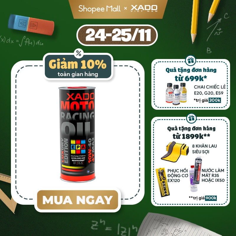 Nhớt siêu cao cấp nhập khẩu tổng hợp XADO moto racing oil revitalizant 10w40 v2 - XADO store offcial - LINH TON STORE