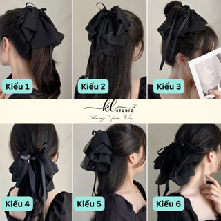   KL.Studio  Kẹp Càng Cua Nơ Voan Nhiều Tầng Dây Dài Tiểu Thư Dùng Được Nhiều Kiểu - HC08 