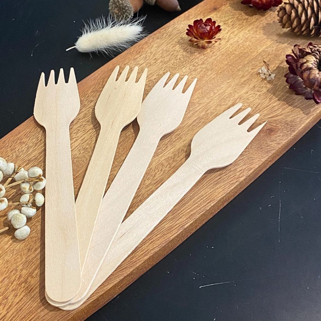 100 nĩa gỗ 16cm xuất khẩu Nhật dùng 1 lần ăn salad, bánh kem, trái cây, take away