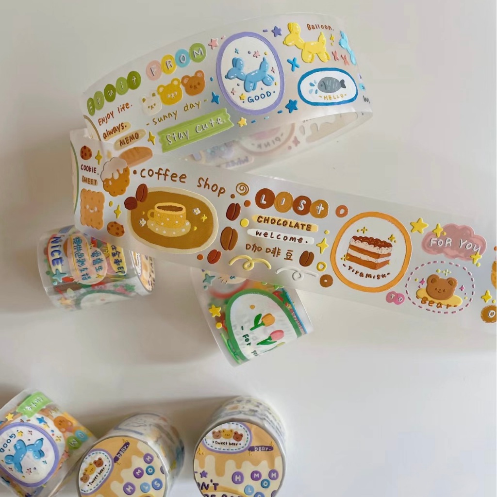 Băng dính washi tape chiết 1M trang trí sổ tay bullet journal Orange studio