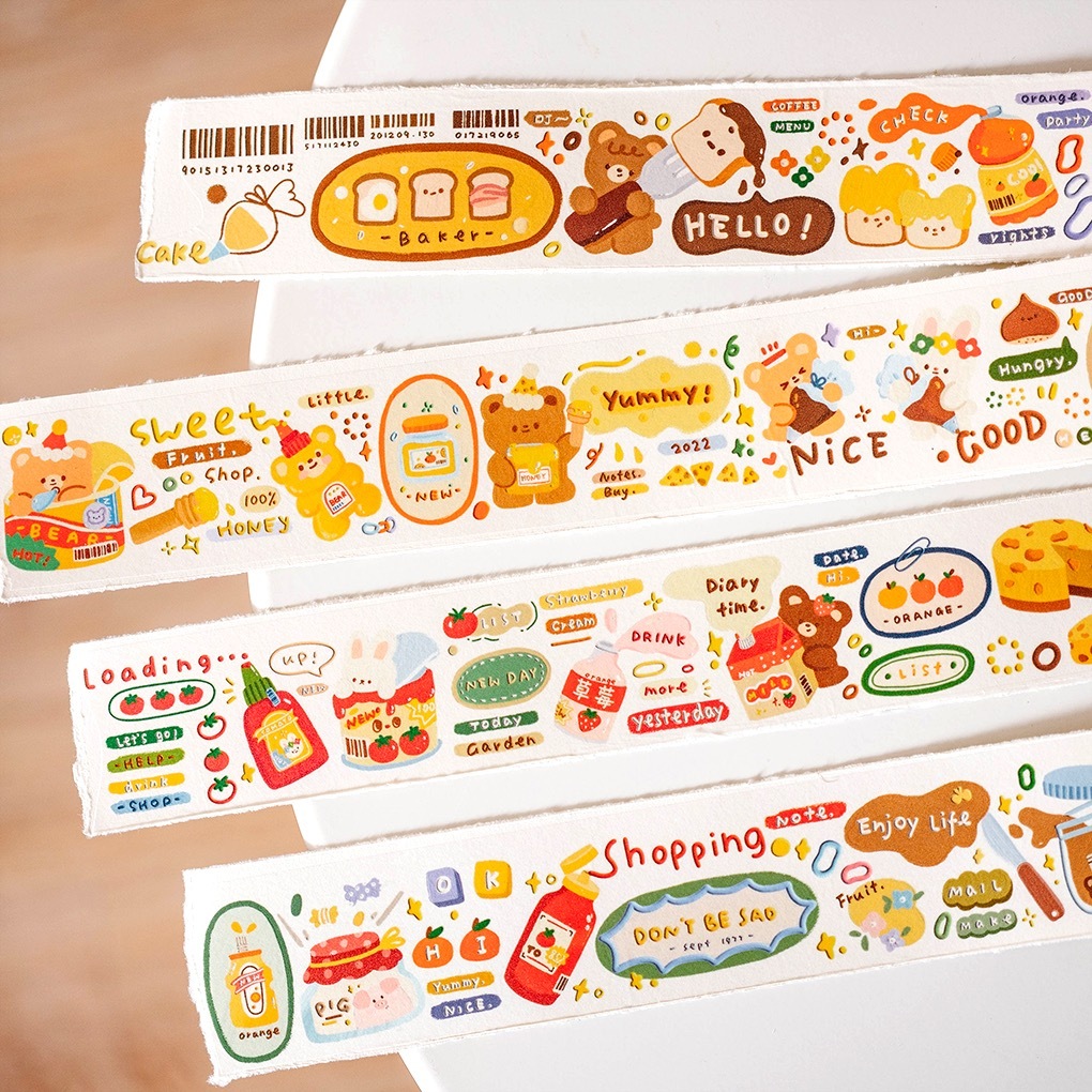 Băng dính washi tape chiết 1M trang trí sổ tay bullet journal Orange studio