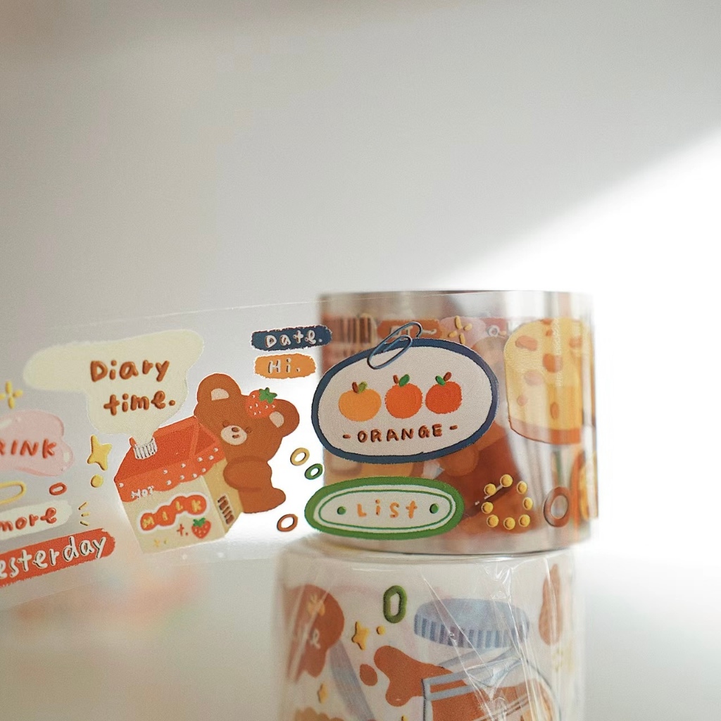 Băng dính washi tape chiết 1M trang trí sổ tay bullet journal Orange studio