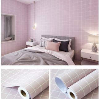 Giấy dán tường ô kẻ hồng (kt: dài 10m x rộng 45cm = 4,5m vuông / 1 cuộn)