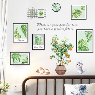 Tranh dán tường trang trí decor nhà hàng KHUNG ẢNH LÁ CÂY - Decal dán tường phòng khách️