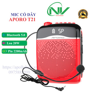 Máy trợ giảng có dây Aporo T21 Bluetooth 5.0 Hỗ trợ thẻ TF AUX FM USB - Loa trợ giảng chính hãng