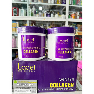 Thuốc duỗi lacei màu tím 1000ml x2. thuốc ép lacei tím mùa đông siêu bóng Colagien