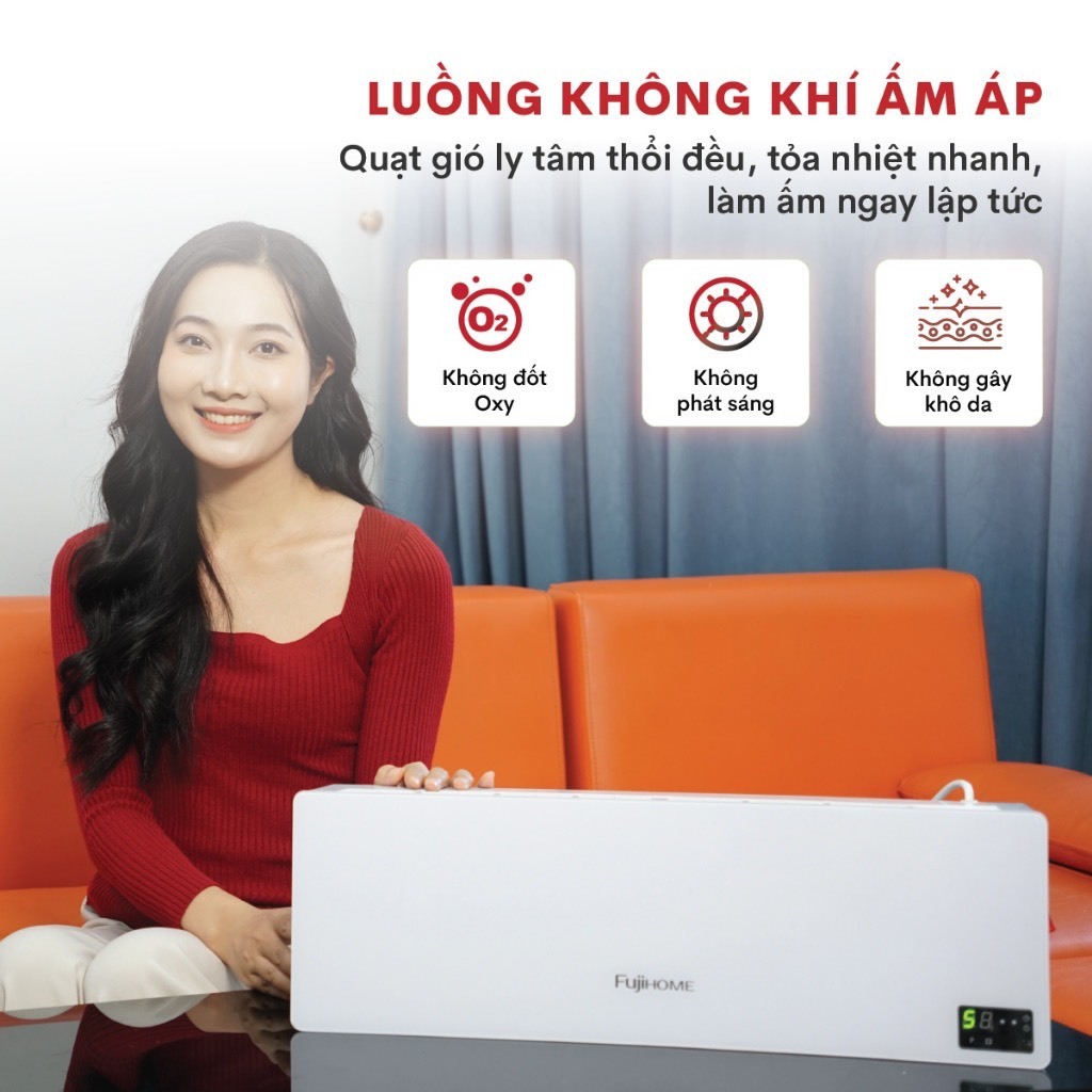 Máy sưởi điều hòa treo tường FUJIHOME FHW4000 quạt sưởi ceramic không khô da, không đốt oxi, tiết kiệm điện
