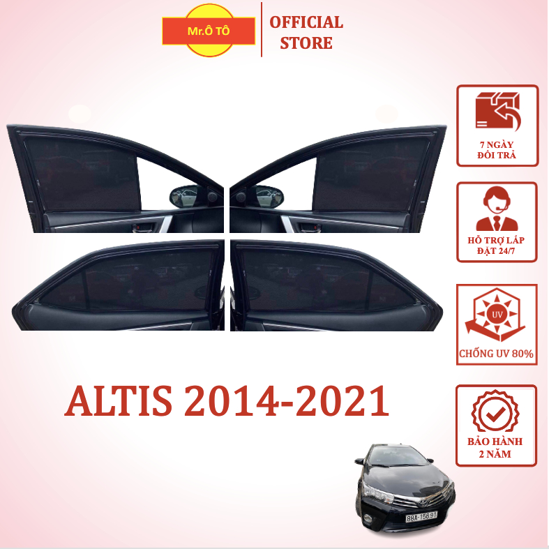 Rèm Che Nắng Xe Toyota Altis 2014-2021 chống UV - Loại 1 Mr Ô Tô - Bảo hành 2 năm
