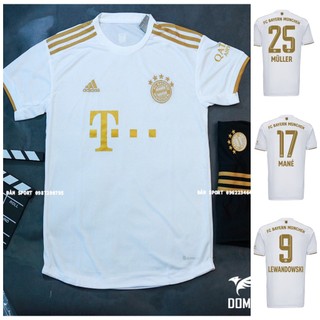 Áo bóng đá clb bayern munich sân khách 2021 trắng mới , bộ đồ đá banh vải thái đẹp