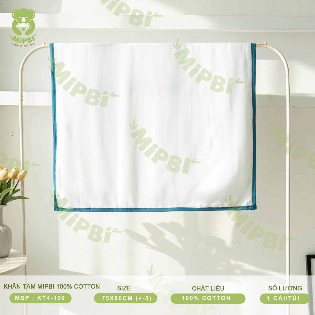 Khăn tắm  4 lớp 6 lớp Mipbi cotton mềm mại an toàn cho bé lunakidsbaby